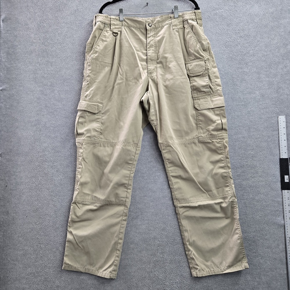 5.11 Tactical Men Pants US 36 Khaki Cargo Utility 30" Inseam‎ Logo